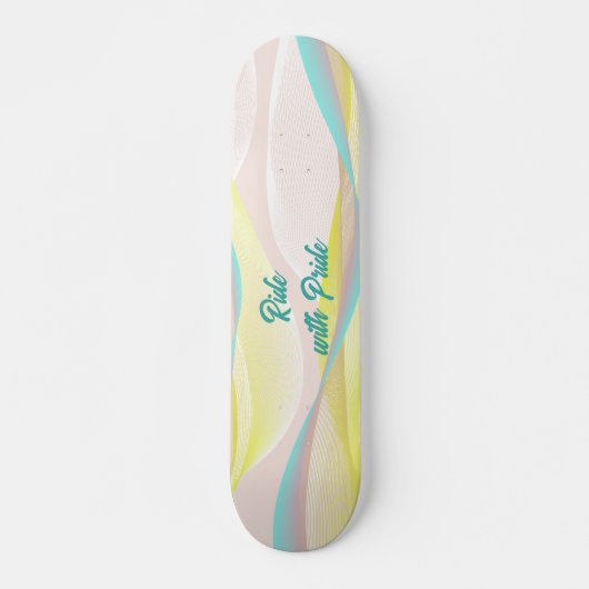 Modern Abstract Pastel Fluid Waves & Mesh Skateboard (Voorkant)