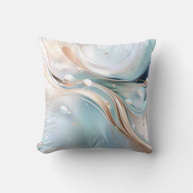 Modern abstract pastel lichtblauw en blush roze kussen (Voorkant)