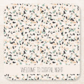 Modern Abstract pastel Terrazzo Pattern Vierkante Kartonnen Onderzetter (Voorkant)