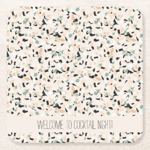 Modern Abstract pastel Terrazzo Pattern Vierkante Kartonnen Onderzetter