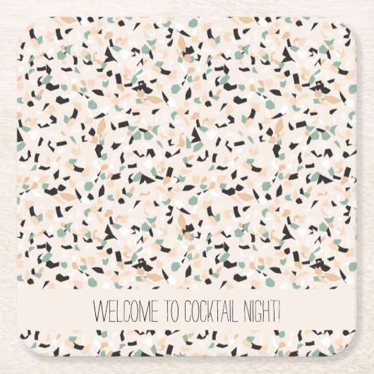 Modern Abstract pastel Terrazzo Pattern Vierkante Kartonnen Onderzetter (Voorkant)