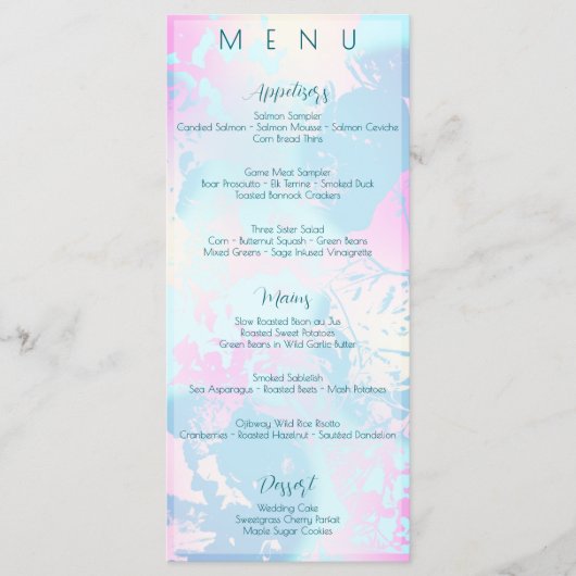 Modern Abstract Pastel Wedding Menu (Voorkant)