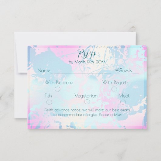 Modern Abstract Pastel Wedding RSVP Card (Dos)