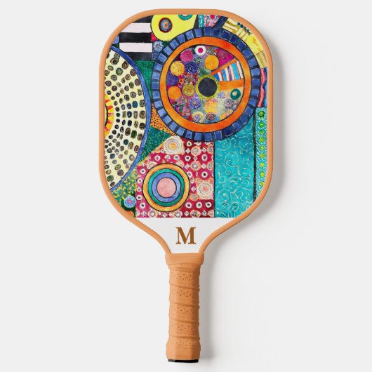 Modern Abstract Patchwork Patroon Monogram Pickleball Paddle (Achterkant)