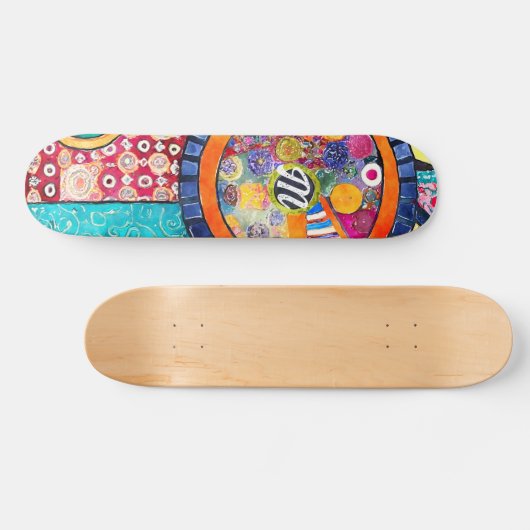 Modern Abstract Patchwork Patroon Monogram Skateboard (Horizontaal)