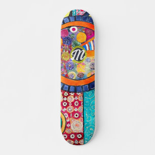 Modern Abstract Patchwork Patroon Monogram Skateboard