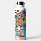 Modern Abstract Patchwork Patroon Monogram Waterfles (Achterkant)
