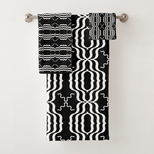 Modern abstract patroon in zwart-wit bad handdoek (Insitu)