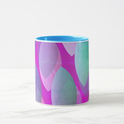 Modern Abstract Patroon | Magenta Paarse Roze Blau Mok (Midden)