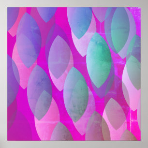 Modern Abstract Patroon Magenta Paarse Roze Blau Poster