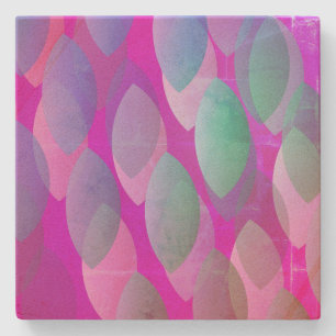 Modern Abstract Patroon Magenta Paarse Roze Blau Stenen Onderzetter