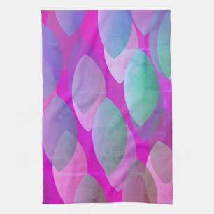 Modern Abstract Patroon Magenta Paarse Roze Blau Theedoek