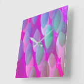 Modern Abstract Patroon | Magenta Paarse Roze Blau Vierkante Klok (Hoek)
