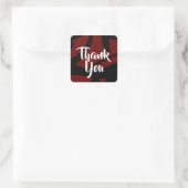 Modern Abstract Patroon Rood en Zwart Hartelijk da Vierkante Sticker (Tas)