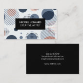 Modern Abstract Patroon Zwart Frame Visitekaartje (Voorkant / Achterkant)