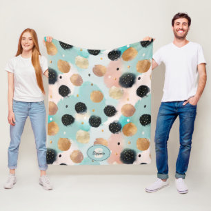 Modern Abstract penseelstreek & Polka Dot Pattern Fleece Deken