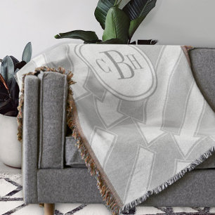 Modern Abstract Pijl Grijs Monogram Patroon Deken
