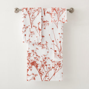 Modern Abstract Red toile Wildflowers on White