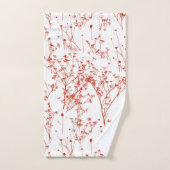 Modern Abstract Red toile Wildflowers on White (Serviette à main)