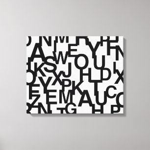 Modern, abstract, rommelig patroon met letters canvas afdruk