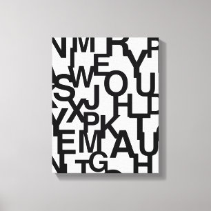 Modern, abstract, rommelig patroon met letters canvas afdruk