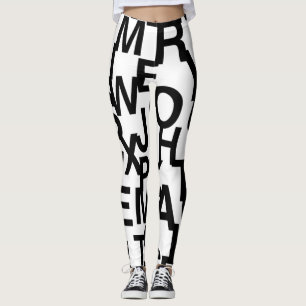 Modern, abstract, rommelig patroon met letters leggings