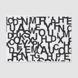 Modern, abstract, rommelig patroon met letters tissuepapier