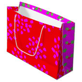 Modern Abstract Rood Heet Roze Holly Xmas Groot Cadeauzakje (Voorkant Gekanteld)