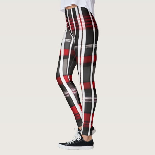 Modern Abstract rood zwart geruite Collectie Leggings (Links)