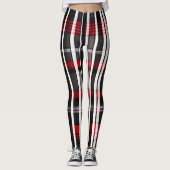 Modern Abstract rood zwart geruite Collectie Leggings (Voorkant)