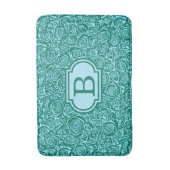 Modern Abstract Roos Patroon, Blauwgroen en Aqua Badmat (Voorkant Verticaal)