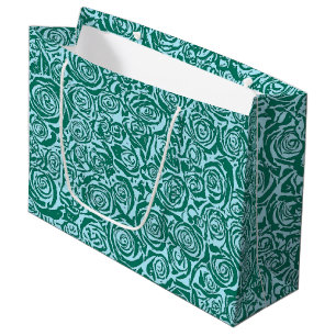 Modern Abstract Roos Patroon, Blauwgroen en Aqua Large Cadeauzakje