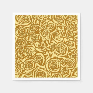 Modern Abstract Roos Patroon, Mustard Yellow Servet