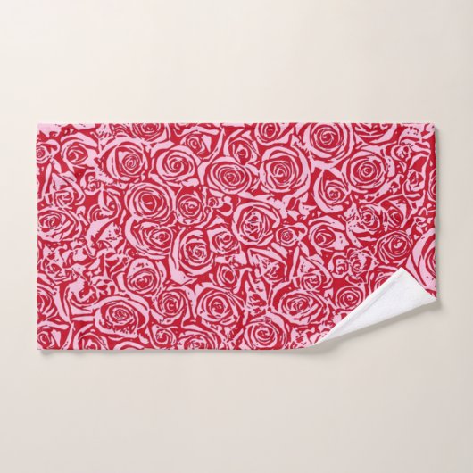 Modern Abstract Roos Patroon, Roos Rood en Roze Bad Handdoek (Handdoek)
