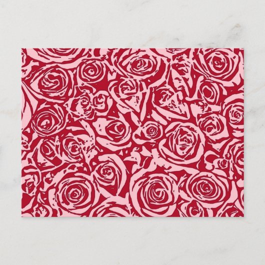 Modern Abstract Roos Patroon, Roos Rood en Roze Briefkaart (Voorkant)