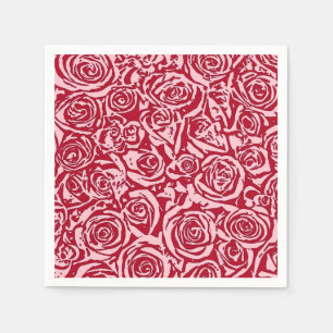 Modern Abstract Roos Patroon, Roos Rood en Roze Servet