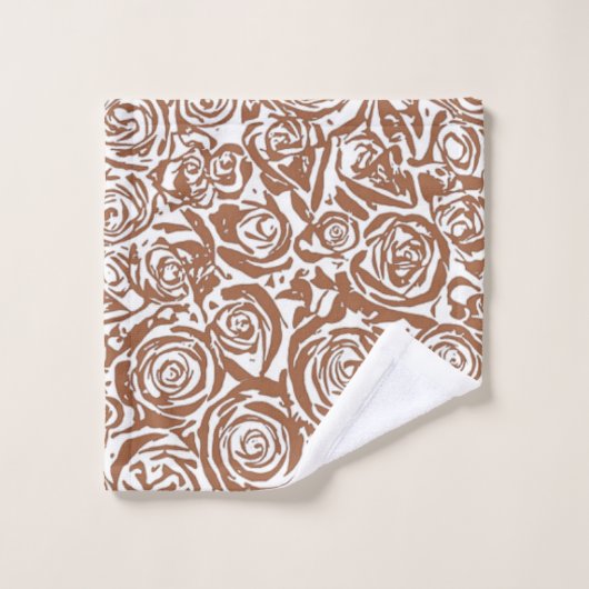 Modern Abstract Roos Patroon, Taupe Tan en White Bad Handdoek (Wasdoekje)
