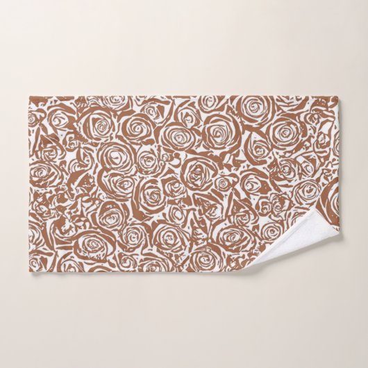 Modern Abstract Roos Patroon, Taupe Tan en White Bad Handdoek (Handdoek)
