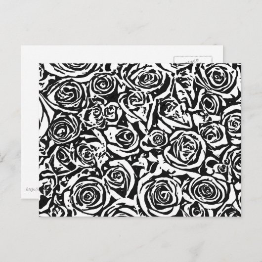 Modern Abstract Roos Patroon, zwart-wit Briefkaart (Voorkant / Achterkant)