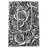 Modern Abstract Roos Patroon, zwart-wit Medium Cadeauzakje (Achterkant)