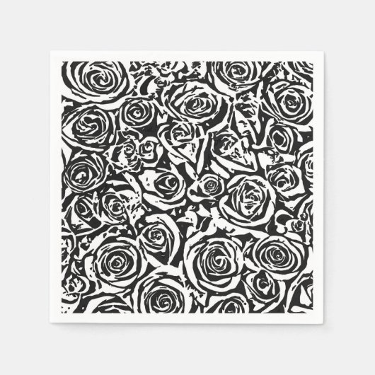Modern Abstract Roos Patroon, zwart-wit Servetten (Voorkant)