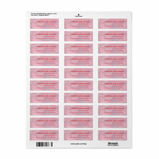 Modern abstract Roze Eenvoudig Minimaal Bruiloft Etiket (Full Sheet)