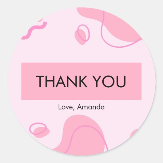 Modern Abstract roze minimalistisch personaliseren Ronde Sticker (Voorkant)