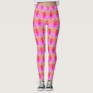 Modern Abstract Roze Rainbow Gradient Rays Pattern Leggings
