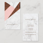 Modern Abstract roze, wit marmer en houtnerf Visitekaartje (Voorkant / Achterkant)