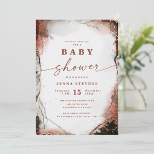 Modern Abstract rustiek Oranje Baby shower Kaart