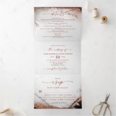 Modern Abstract rustiek Sinaasappel & grijs Fall W Drieluik Uitnodiging (Binnen)