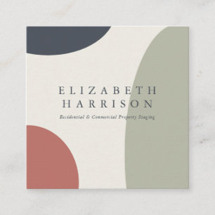 Modern Abstract Sage Green Blue Terracotta Vierkante Visitekaartje