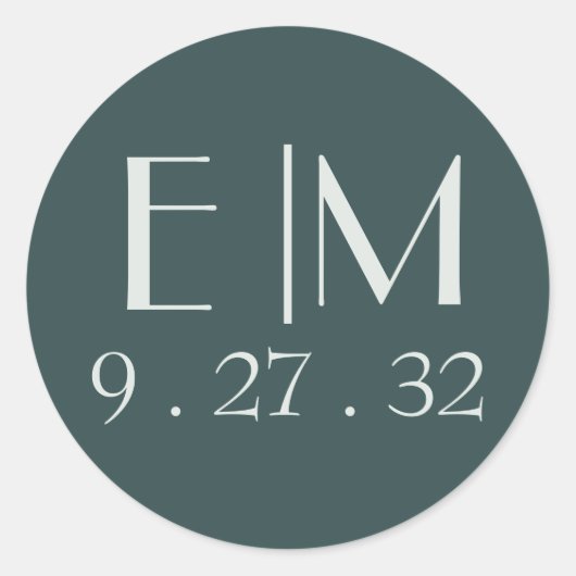 Modern Abstract Sage Green Moss Waterverf Initiaal Ronde Sticker (Voorkant)