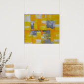 modern abstract schilderij grijs geel wit poster (Keuken)